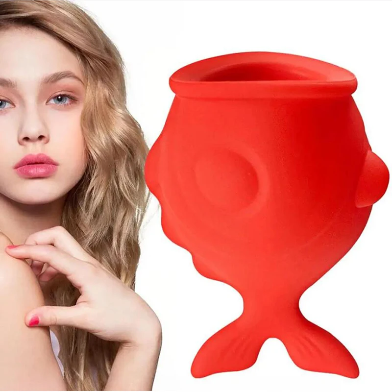 Silicone Fish Shape Red Lip Plumper Enhancer Tool Natural Pout Mouth Lip Plump Thicken Labium Tool for Women