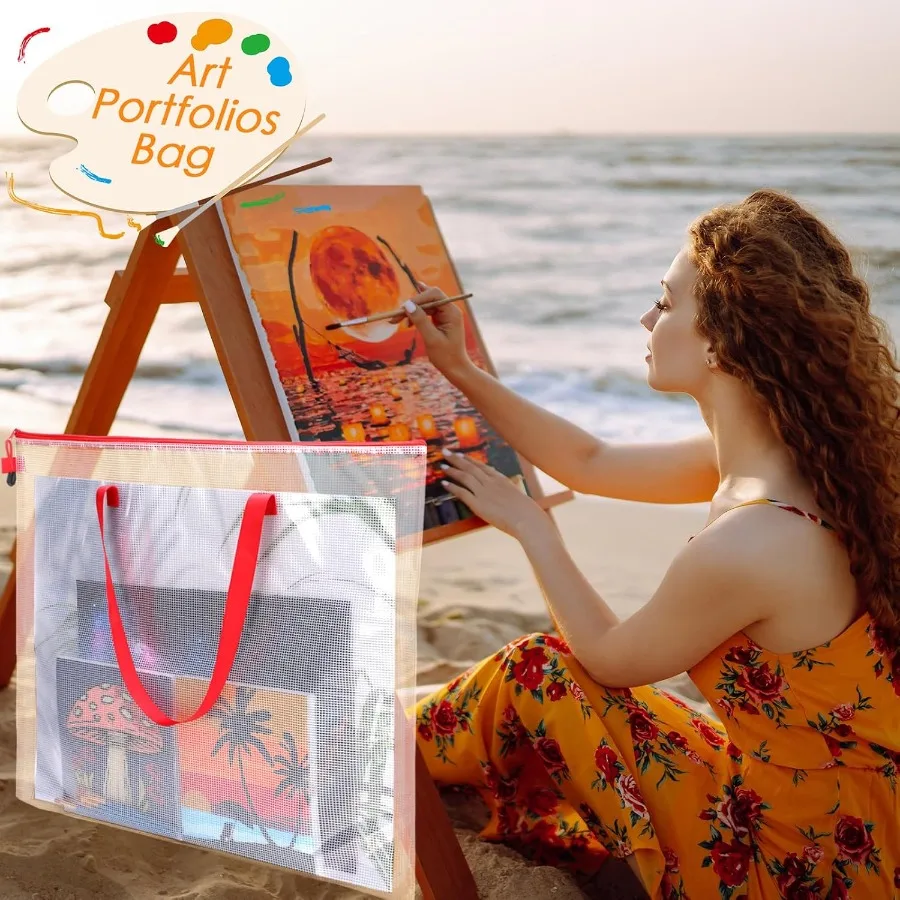 10 шт. 19x25 дюймов прозрачные белые художественные портфели с застежкой-молнией и ручкой для защиты художественных плакатов доски объявлений и