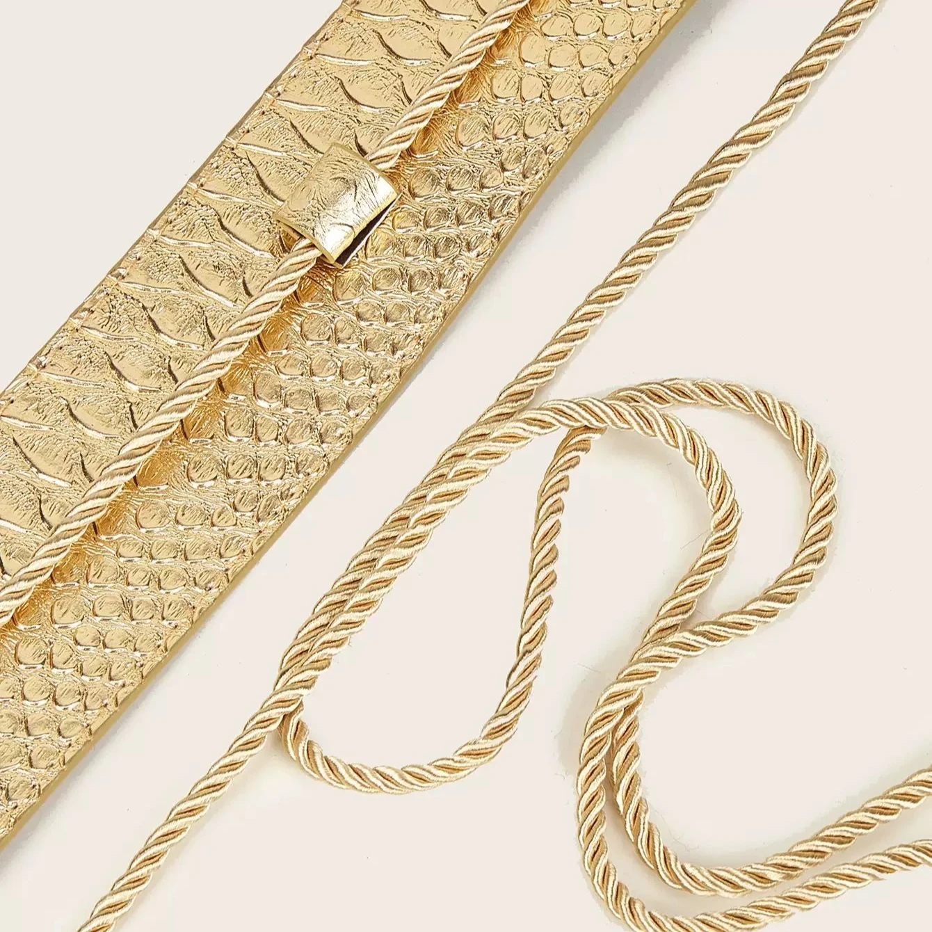 Woman 6cm Wide Faux Leather Rope Tie Belt Embellished Celebrity Belts Python Print Perfect Dress Accessory Gifts 3 size