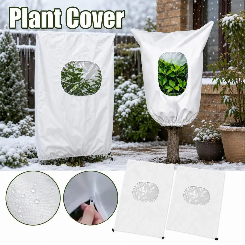 Non‑woven Plant Frost Protection Cover Breathable Anti-Frost Plant Protection Bag Cold Resistant with Zipper Drawstring Winter