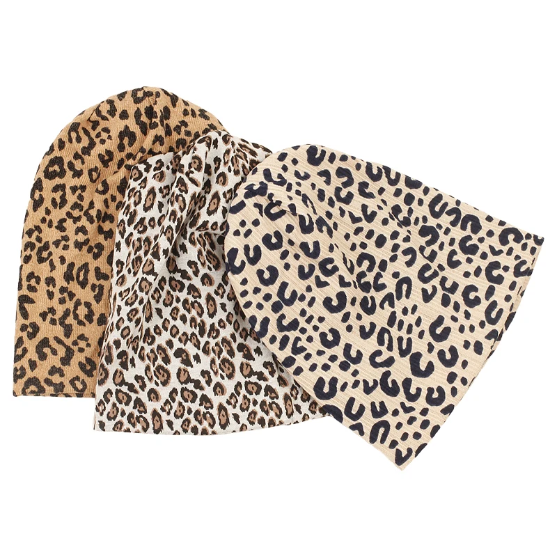 New Women Autumn Winter Leopard print Warm Beanies Skullies Adult Casual Outdoor Sport Hat Soft Brand Knit Cotton Female Bonnet