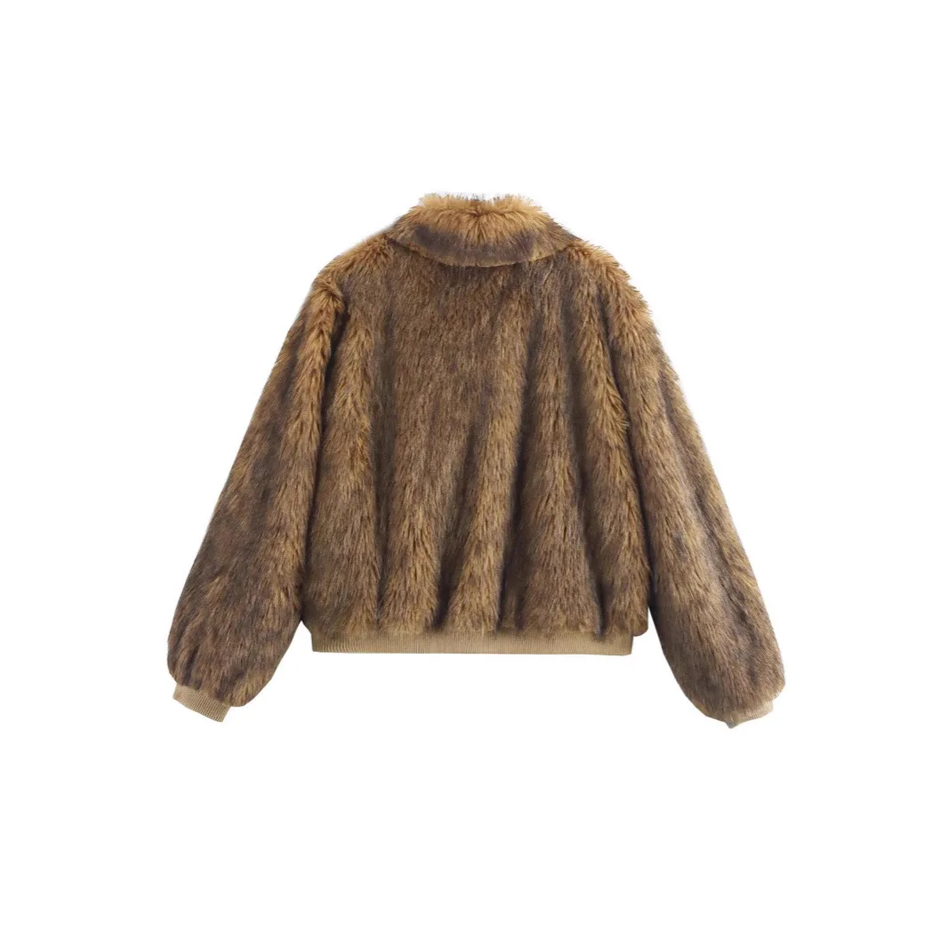 التدرج النساء الشتاء معطف الفرو البيئي سميكة الدافئة شعر أشعث فو الراكون معطف الفرو للإناث عالية الجودة شيك الفراء معطف سيدة #2