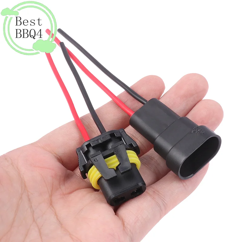 (BBQ4)1/2PCS 9005 Single Slot With Wire 10CM Bulb Socket Headlight Fog Lamp Male Plug Adapter Waterproof Automotive Connector
