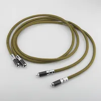 1 pair hifi rca jack cable audio OFC pure copper plated silver double shield 2 core 2 RCA to2 RCA Audio Cable Line Wire