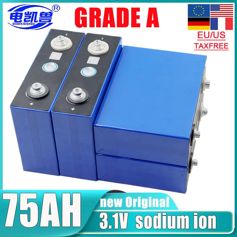 1-16PCS 3.1V sodium ion battery 75AH high-performance rechargeable battery sodium prison battery DIY 12V 24V 48V solar cell