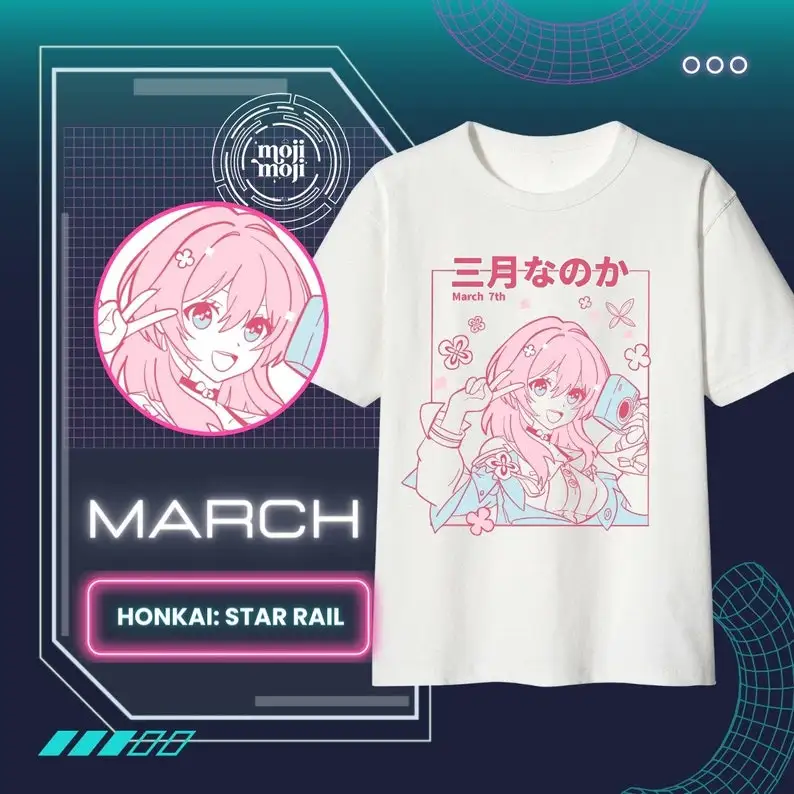 March 7th Honkai Star Rail Shirt Honkai: Star Rail T-shirt March 7 Merch March 7th Fan Merch Gifts for Gamers HSR pink blue