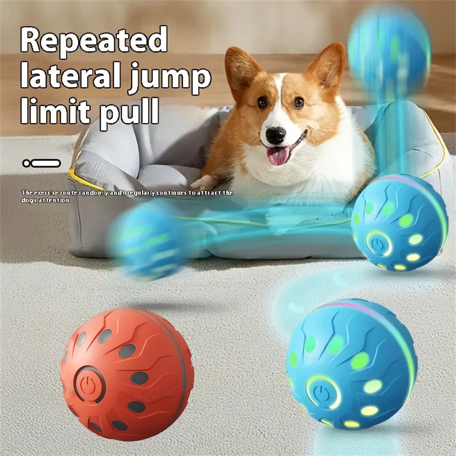 Smart Dog Toys Ball Electronic Interactive Cat Toy Pet Jump and Rolling Ball USB Automatic Moving Bouncing for Large Medium Dogs
