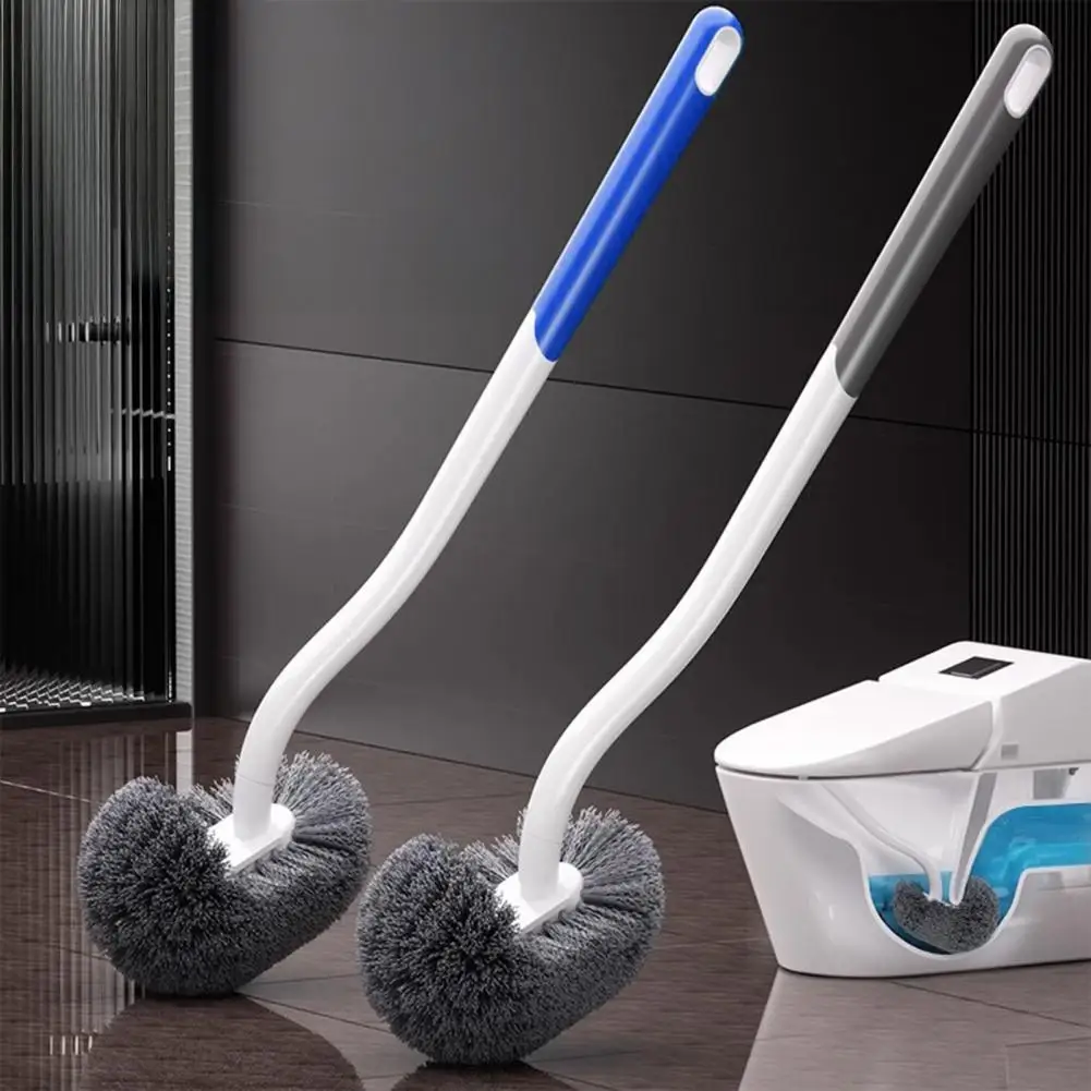 

Shaped Toilet Brush Wall-Mounted Cleaning Brushes Long Handled Soft Bristles Brush No Dead Corner Bathroom Accessories