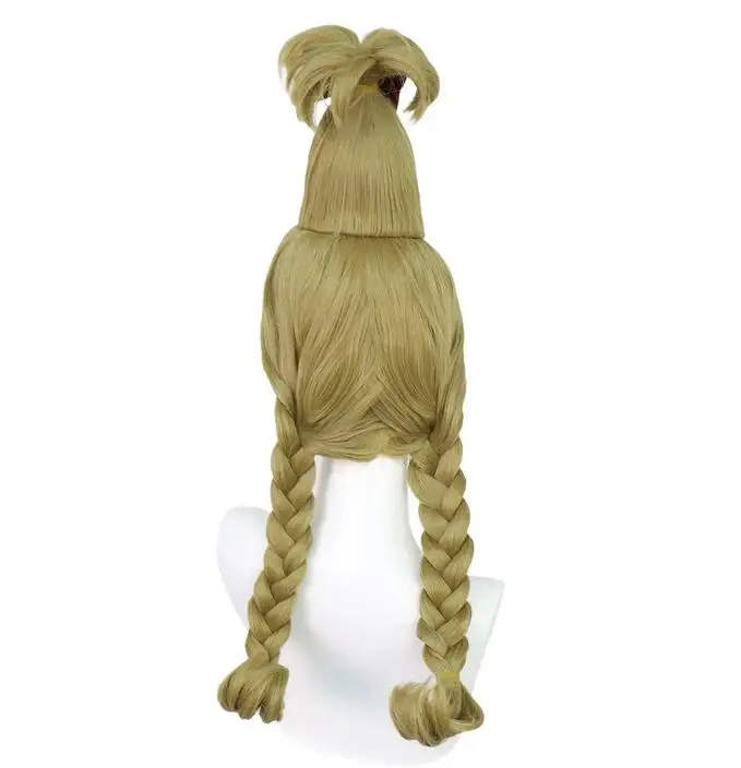 Synthetische 22Inch Bruin Golvend Met 2 Paardenstaarten Cosplay Voor Halloween Kostuum Pruik