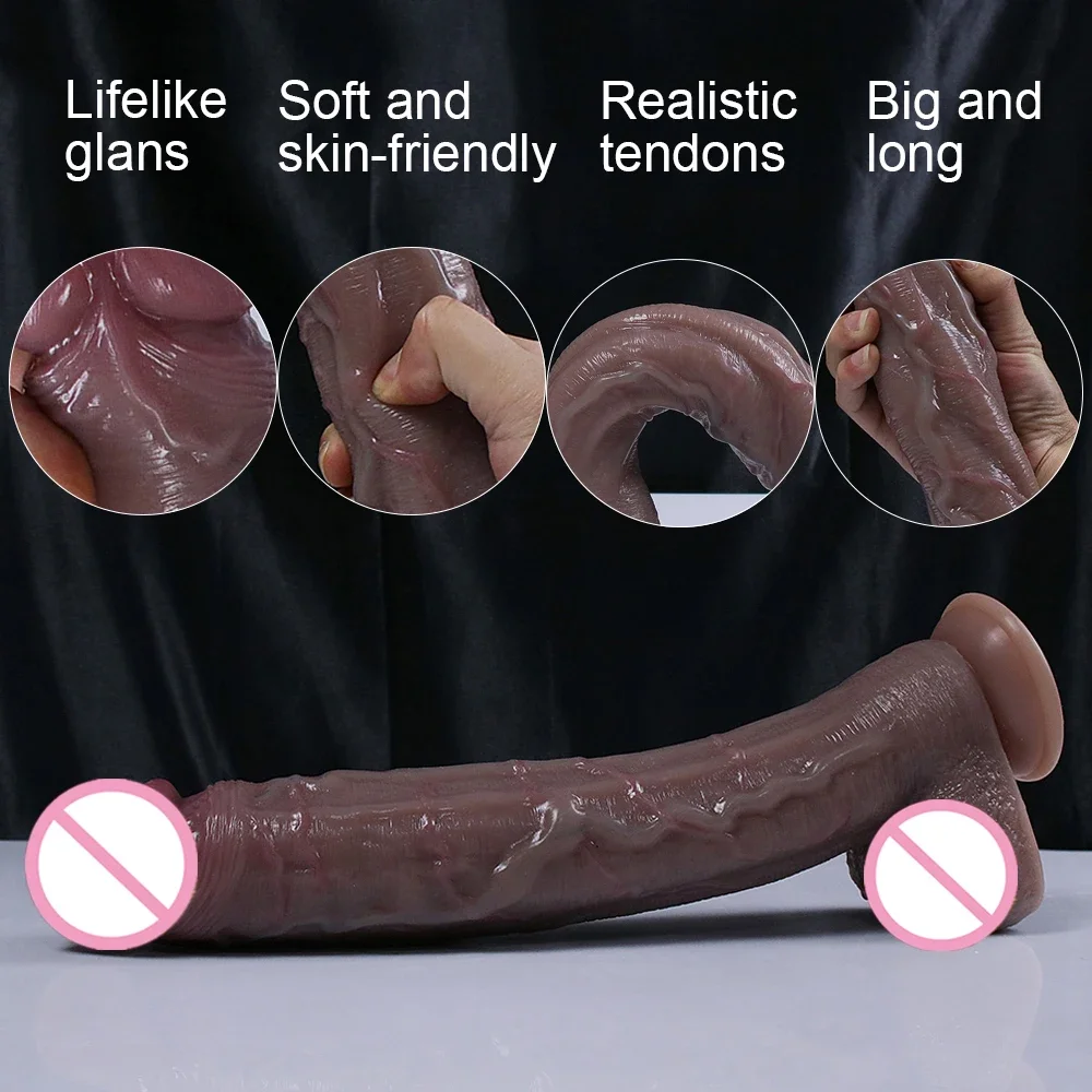 32cm New Super Long Realistic Dildo Soft Big Huge Penis Clear Texture Adults Strapon Sexmachine Anal Sex Toys Sexshop For Woman