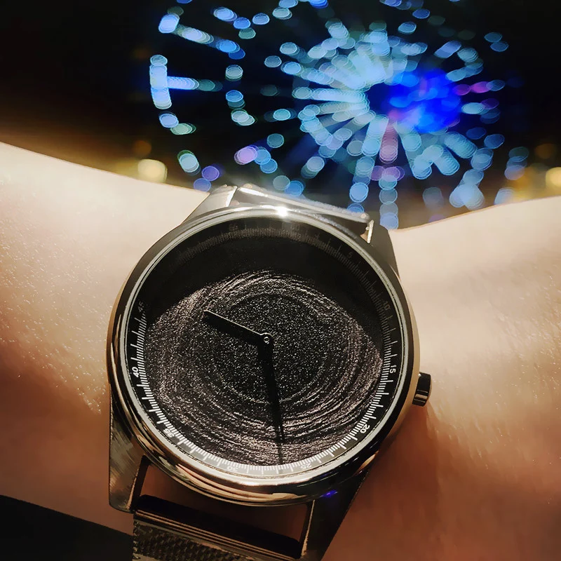 2023 Enmex Individualization special design wristwatch 3D black hole creative design letaher fashion quartz clock men watch