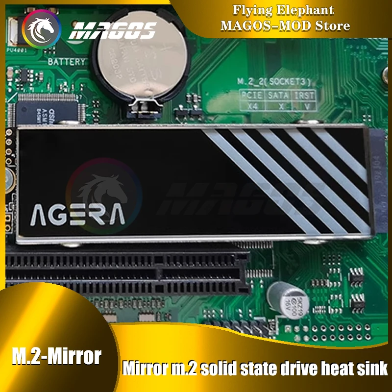Mirror M.2 2280 SSD Radiator Glass Heat Sink Aluminum M2 Heat Dissipation Cooler + 2 Phase Change Thermal Pad