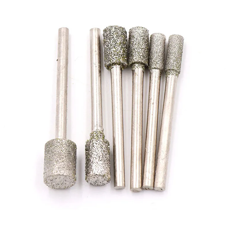 5Pcs 3/4/5/6/8mm Cylinder Diamond Grinding Burrs Drill Engraving Bit for Dremel 60 Grit Coarse