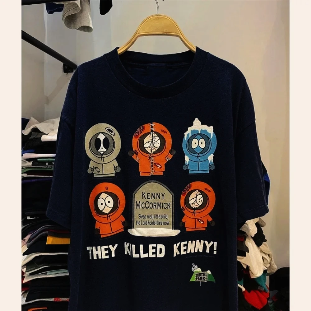 Camiseta divertida de Kenny McCormick South Park de verano, camiseta de manga corta con cuello redondo y estampado periférico de animé, camisetas de algodón para hombres y mujeres