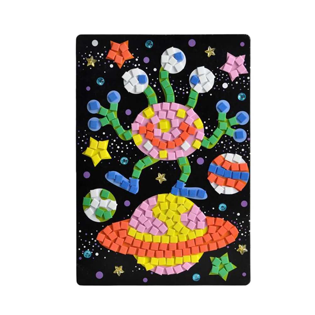

6 Pcs With Diamond Stickers Child Cartoon Kids Craft Mosaics Kits Children's Stone