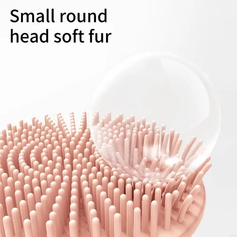 K8GF فرشاة حمام لحديثي الولادة للبشرة الحساسة حواف مستديرة من السيليكون مدلك فروة رأس الطفل سهلة التنظيف تحت عنوان الحيوان #5