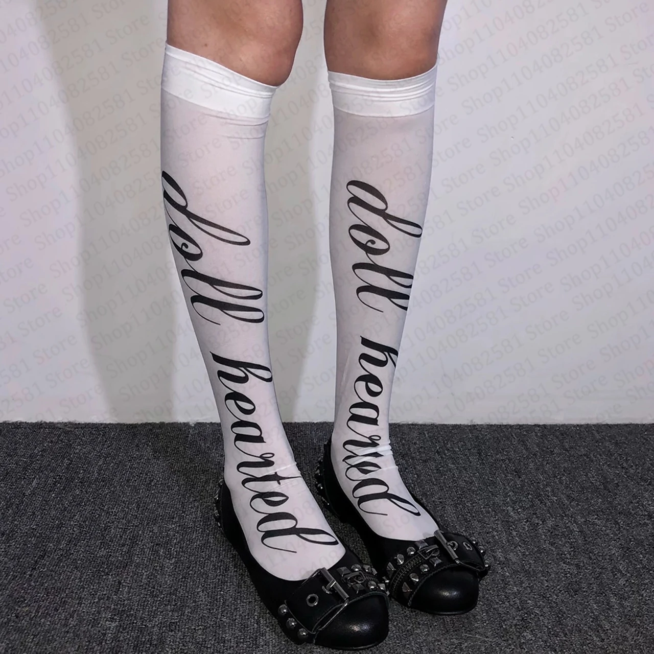 Cosplay Cute Stocking Fashion Street Wear Y2K Style Retro Harajuku White Punk Fashion Letter Printed Stocking 2000s Emo Girls
