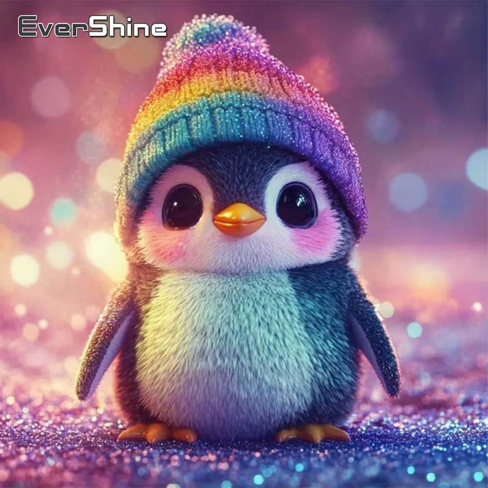EverShine Full Square Round Diamond Painting Penguin Animal DIY Kit Embroidery Cartoon Cross Stitch Mosaic Handmade Gift