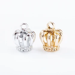 REGELIN 10pcs/lot 10x7mm Gold Silver Color Crown Charm Beads Connectors Charms End Beads Cap For DIY Jewelry Making Findings