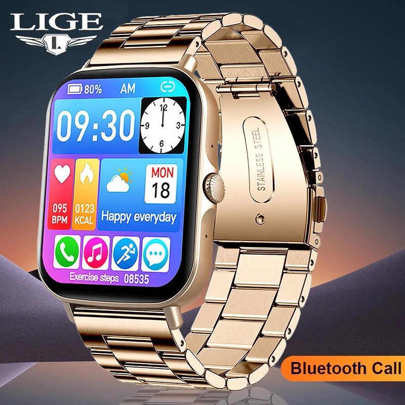 LIGE Body Temperature Smart Watch Men Sports Fitness Tracker Bluetooth Call Men Women Waterproof Smartwatch for Xiaomi Huawei