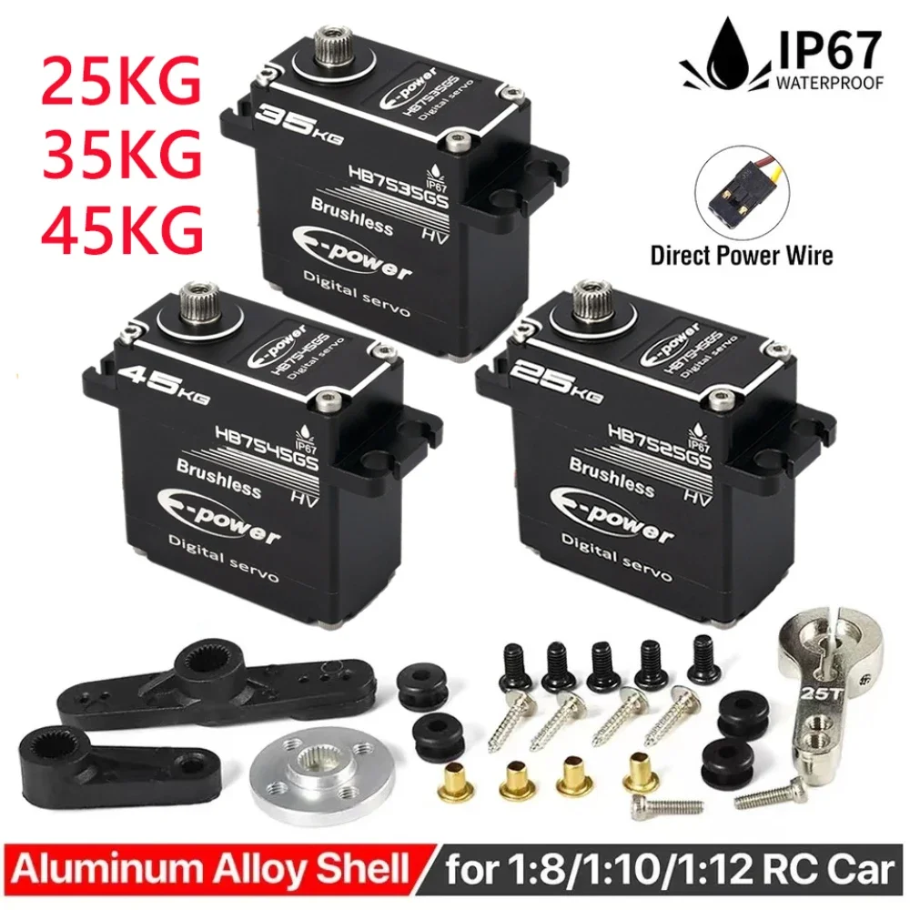 

EP 35kg 45kg 25kg Servo 180/270 Metal 25T Arm Waterproof Brushless Servo Motor For RC 1/10 1/8 Traxxas TRX4 Axial SCX10 RC Car
