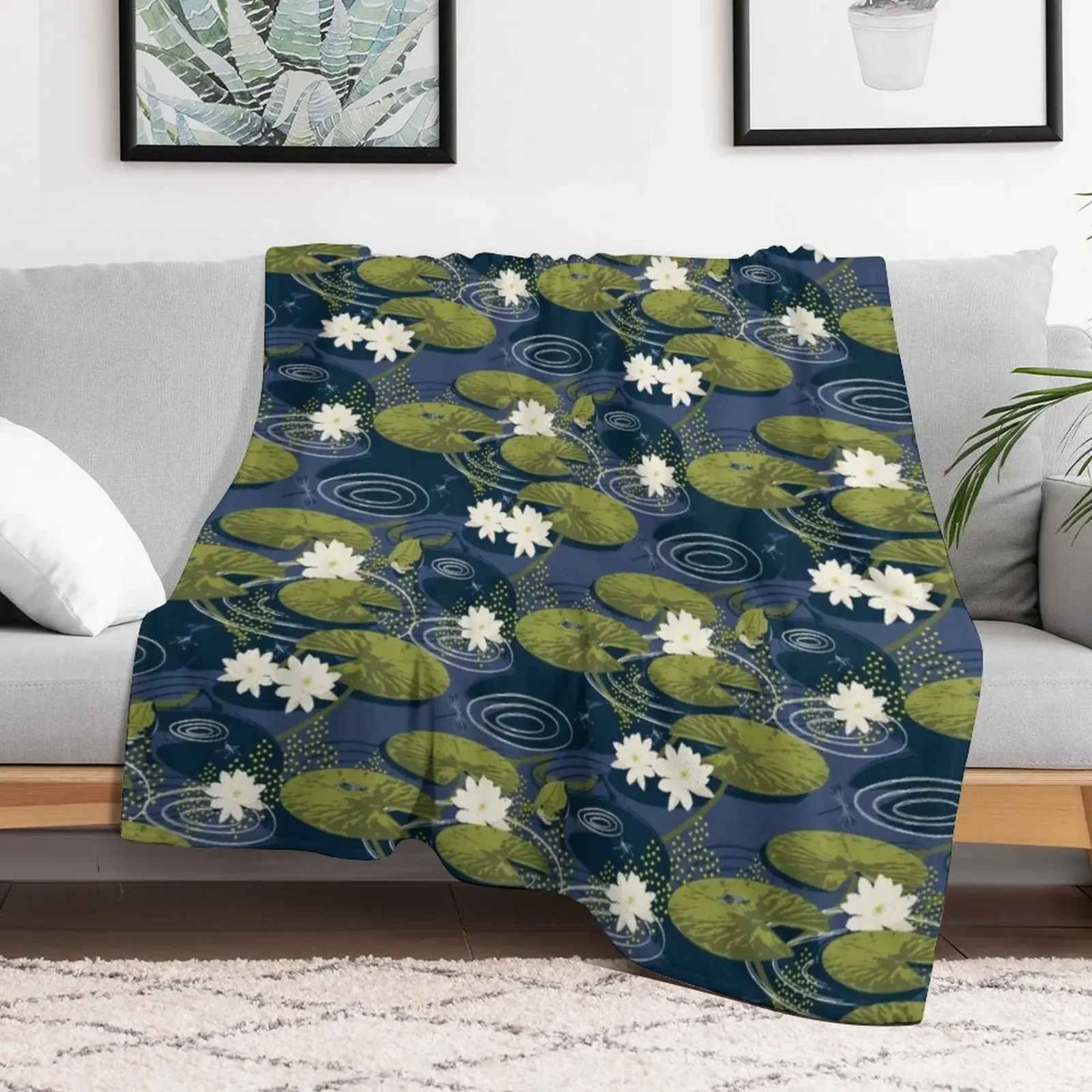 Lily Pond - Darker Throw Blanket Soft Cozy Blanket for Pet Kids Adults