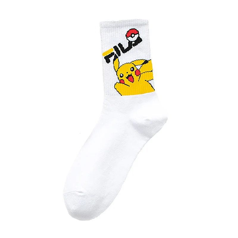 Pokemon Pikachu Spring and Summer Tube Socks Cute Cartoon Children Over 12 Years Old Socks Couple Sweat-absorbent Sports Socks