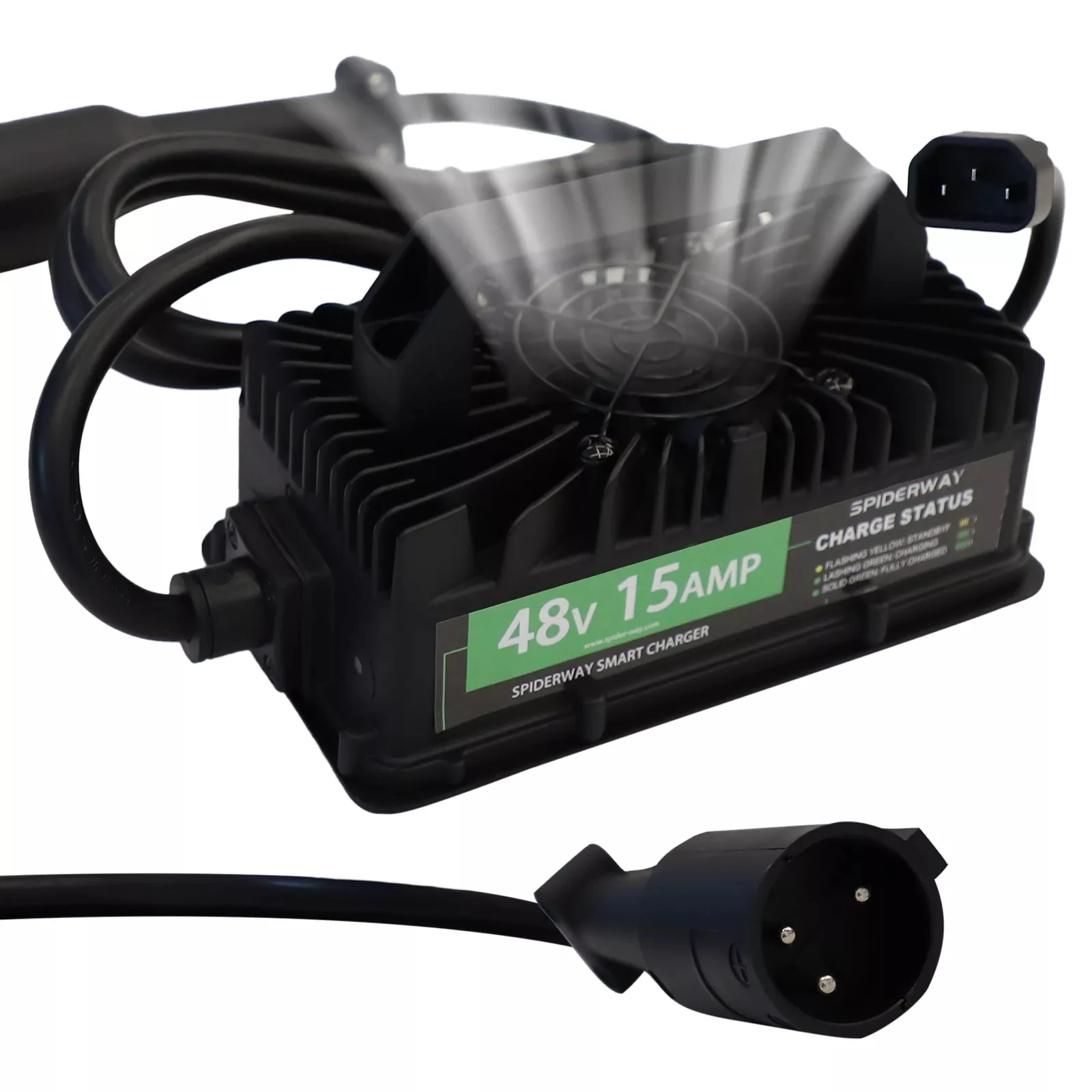 

48V 15A Golf Cart Battery Charger Compatible with Curtis EZGO Club Car with 3 Pin Round Connector Plug