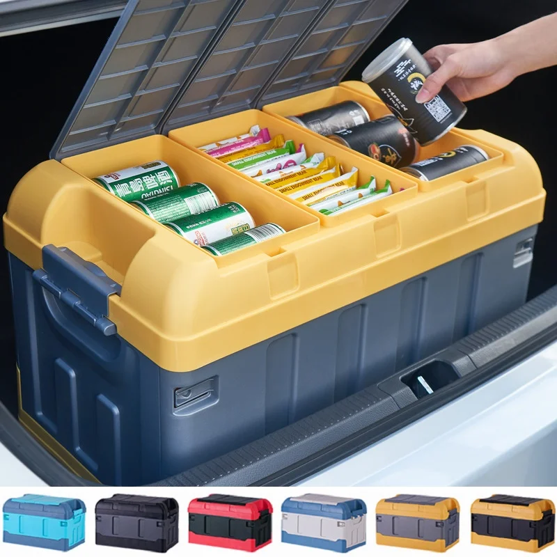 Car Trunk Folding Storage Box High Capacity Double Layer Outdoor Camping Fishing Picnic Organizers Storage Box Toy Organizer