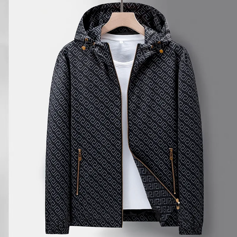 

Мужская демисезонная тонкая куртка с капюшоном, повседневная, из полиэфирного волокна, с длинными рукавами, на молнии, для бизнеса и повседневной носки, модная