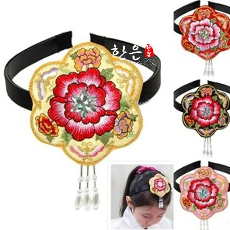 Children's Hairband/bride's Headdress Girls Korean Original Imported Korean Clothing Hairdress/embroidered Pendant Hairband