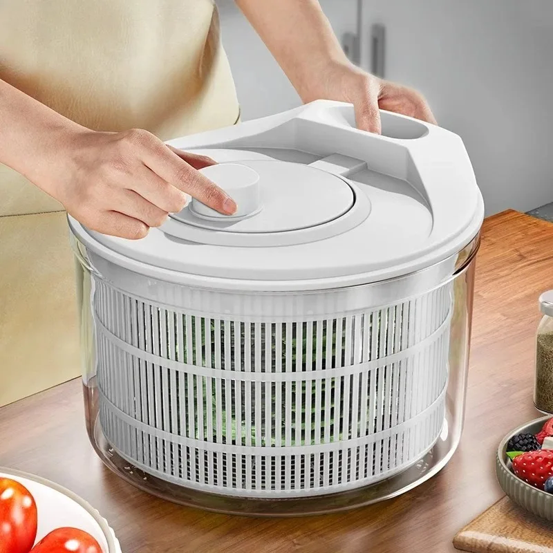 Compact Hand Crank Salad Dehydrator Multifunctional Wash & Drain Basket For Fruits Vegetables Home Kitchen Prep Tool