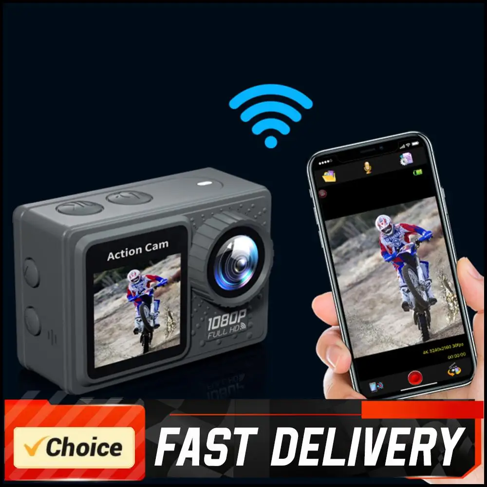 كاميرا مزدوجة الشاشة 1080P 30FPS مسجل فيديو للتمرين 120 ° كاميرا فيديو رياضية بزاوية واسعة مع مجموعة ملحقات #5