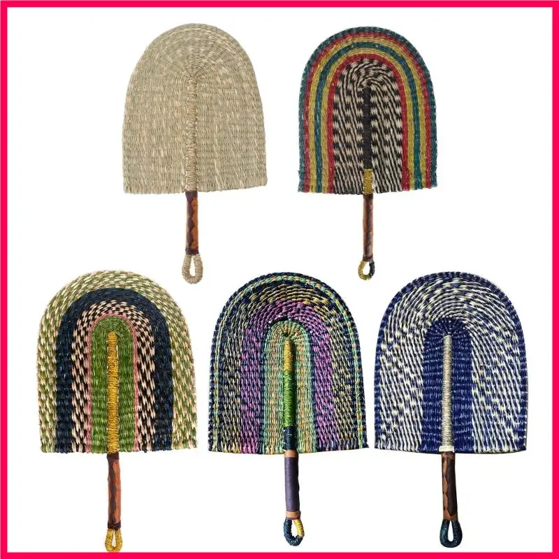

H051 Handwoven Natural Straw Fan Boho Decorative Wall Art Photo Props