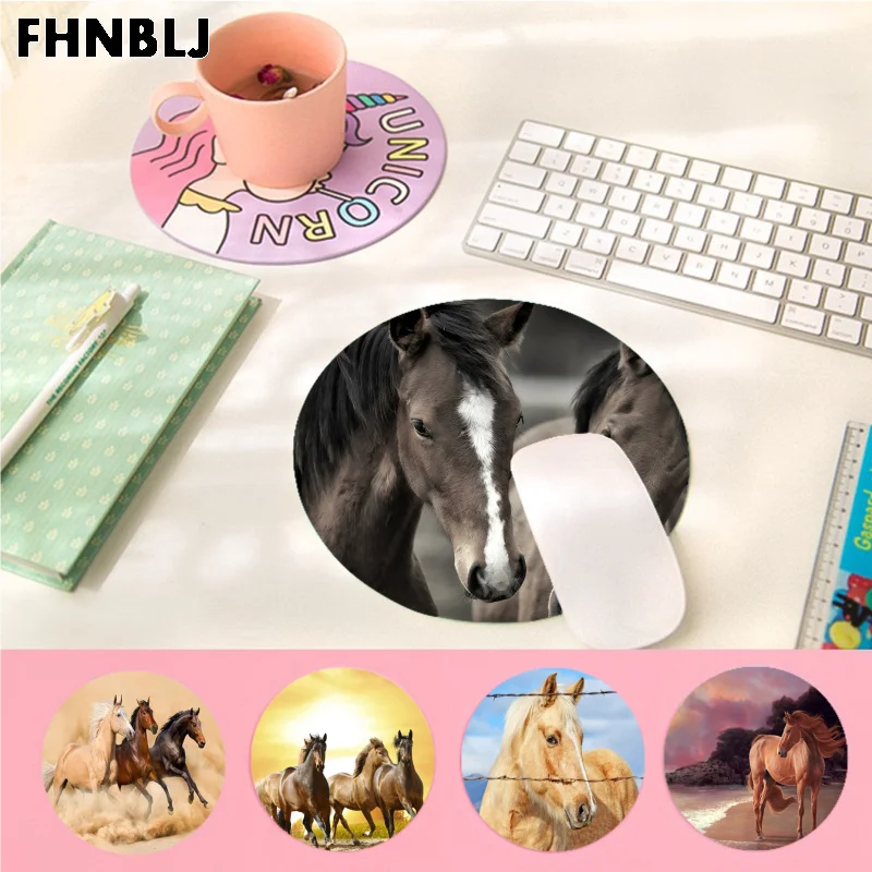 

Horse Animal Mousepad Small Round Office Student Gaming Thickened Writing Pad Non-slip Cushion Mouse Pad For PC Computer Table