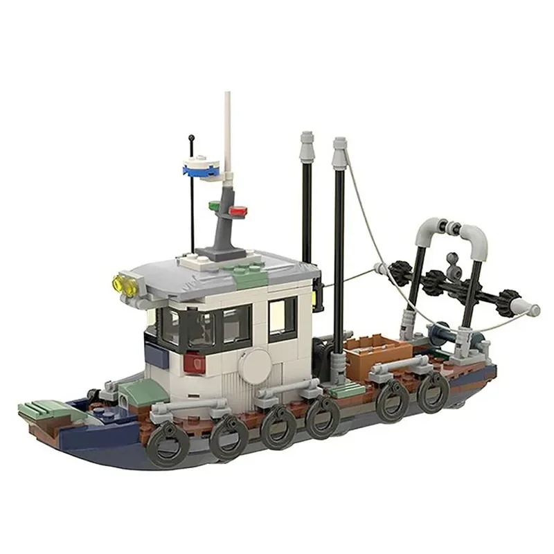 New MOC-47817 Small Trawl Fishing Boat Spliced Building Block Model 789PCS Adult and Children's Birthday Christmas Toy Gift