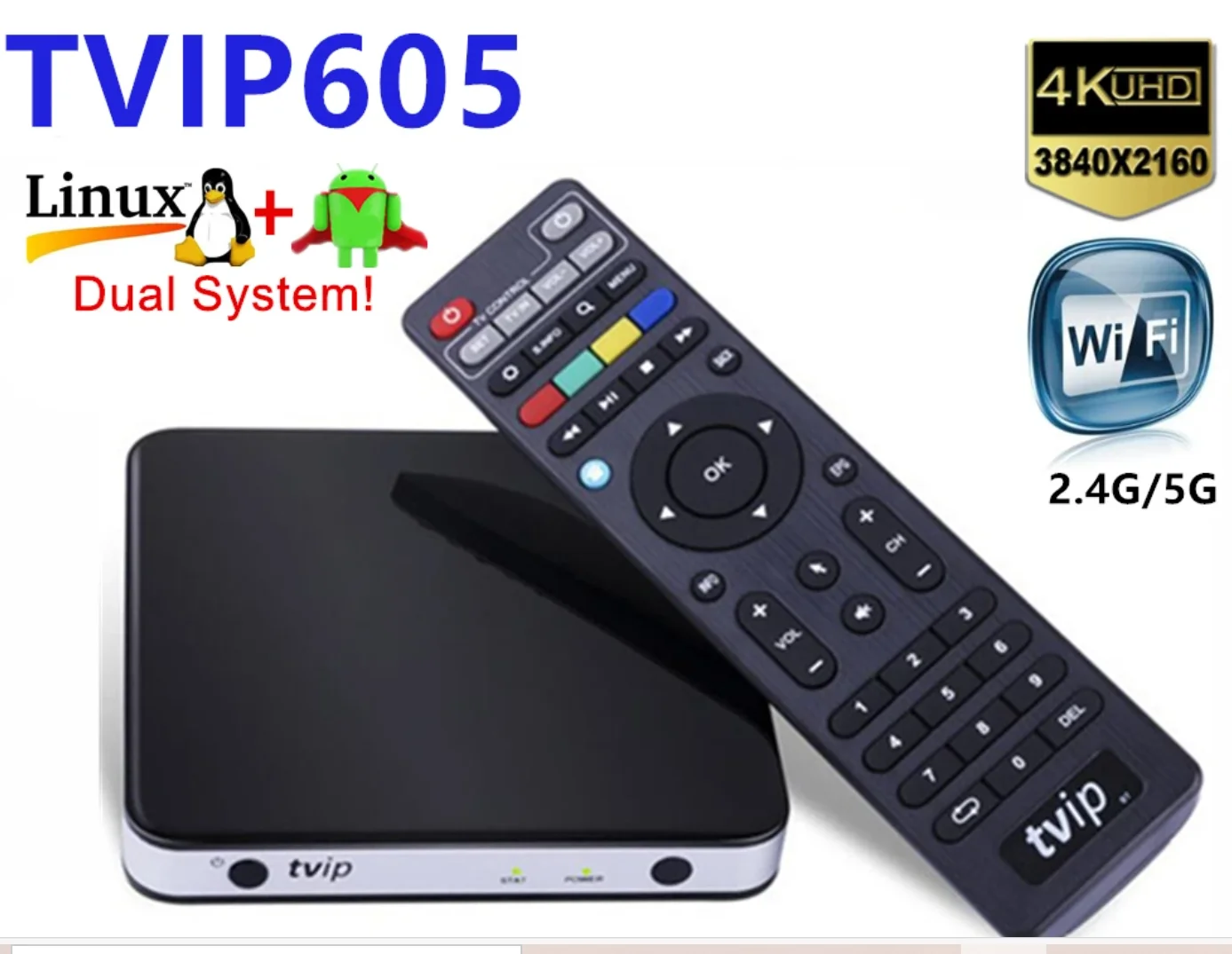 

TVIP605 SE dual Linux+Android TV Box 4K 2.4G/5G WiFi Quad Core Smart Tvip Box Tvip605 Nordic TV v.605 H2.65 Box hot in Sweden