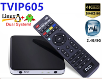 TVIP605 SE dual Linux+Android TV Box  4K 2.4G/5G WiFi Quad Core Smart Tvip Box Tvip605 Nordic TV v.605 H2.65 Box hot in Sweden