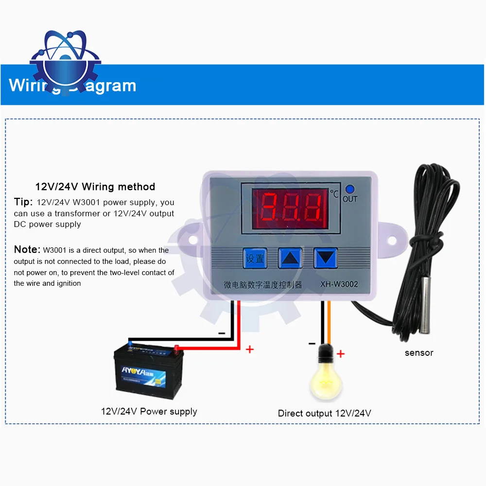 XH-W3002 Temperature Controller DC12V LED Microcomputer Digital Control Thermostat Microcomputer Switch Thermoregulator Sensor