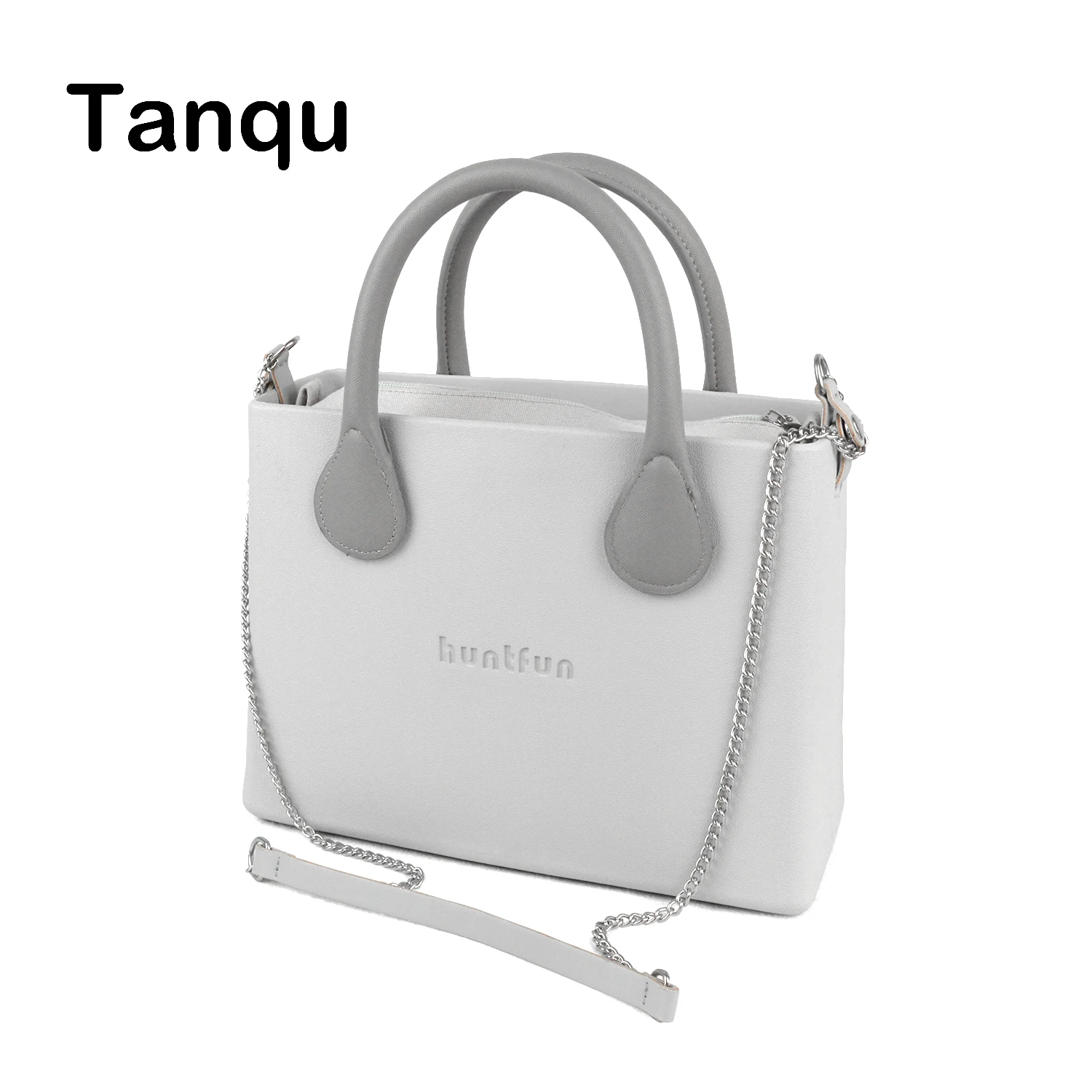 

New O Bag Style huntfun Silicon Square EVA Bag with Leather Handle Cross body Shoulder Chain Waterproof Insert Women handbag