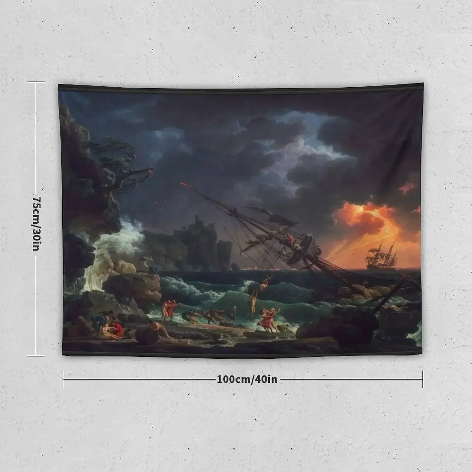 The Shipwreck by Claude Joseph Vernet Old Masters Reproduction Tapestry Outdoor Decor Decoration Wall Tapestry