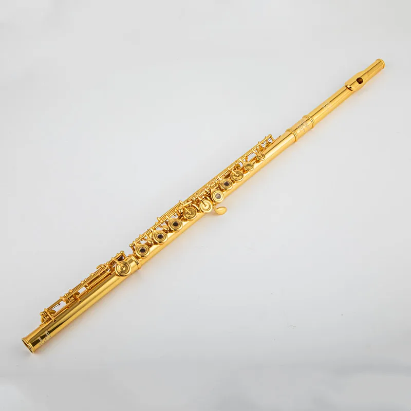 2024 New 17 Keys Open Hole Gold Flute External Professional Cupronickel Key C Tune Hand B foot Gold Flute High Quality Musical