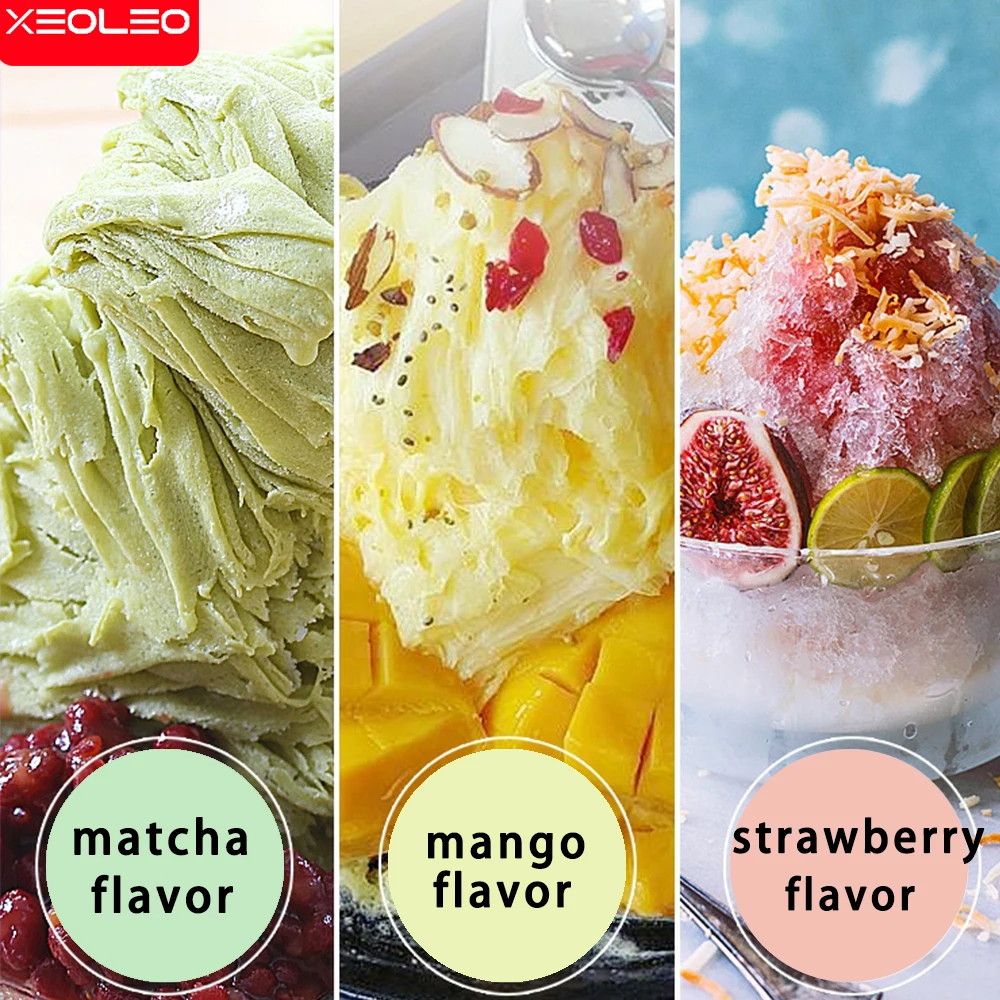 Mesin pencukur es XEOLEO, mesin pencukur es komersial 70kg/jam 300W, mesin pembuat es serut Mini 110/220V putih, alat pengiris es salju