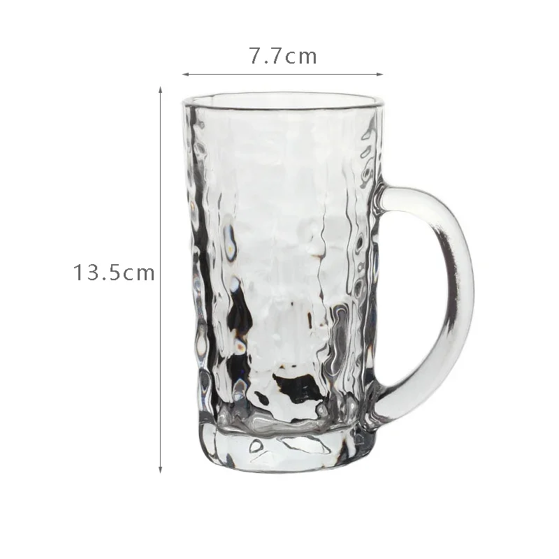 2pcs Thickened Beer Glass 360ML Handle Beer Cup for Bar Home Party Heat Resistant Cold Beverage Transparent Coffee Drinkware