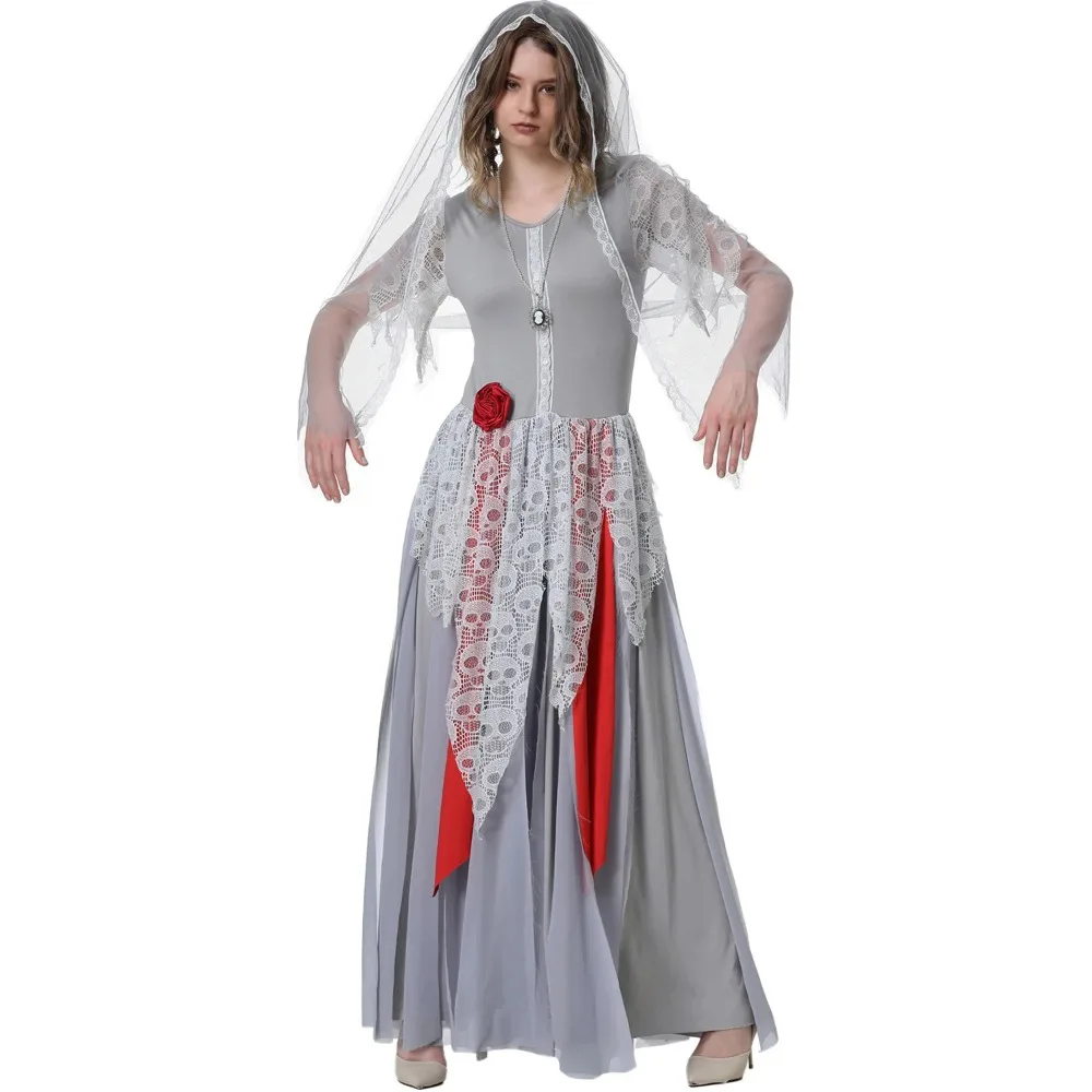 

S-XL Ghost Bride Dress Halloween Party Costume COS Hell Vampire Zombie Outfit
