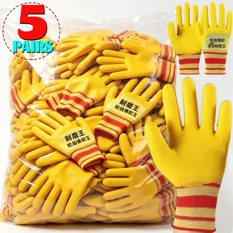 Soft Abrasion-resistant Rubber Homework Gloves Anti Slip Automotive Repair Handling Breathable Gloves Men Safety Gardens Gloves
