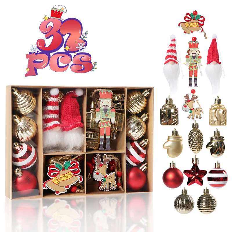 شجرة عيد الميلاد معلقة المعلقات للديكور المنزل ، ولعب الكرة ، زخرفة عيد الميلاد ، هدية السنة الجديدة ، 2024 ، 32 قطعة لكل صندوق