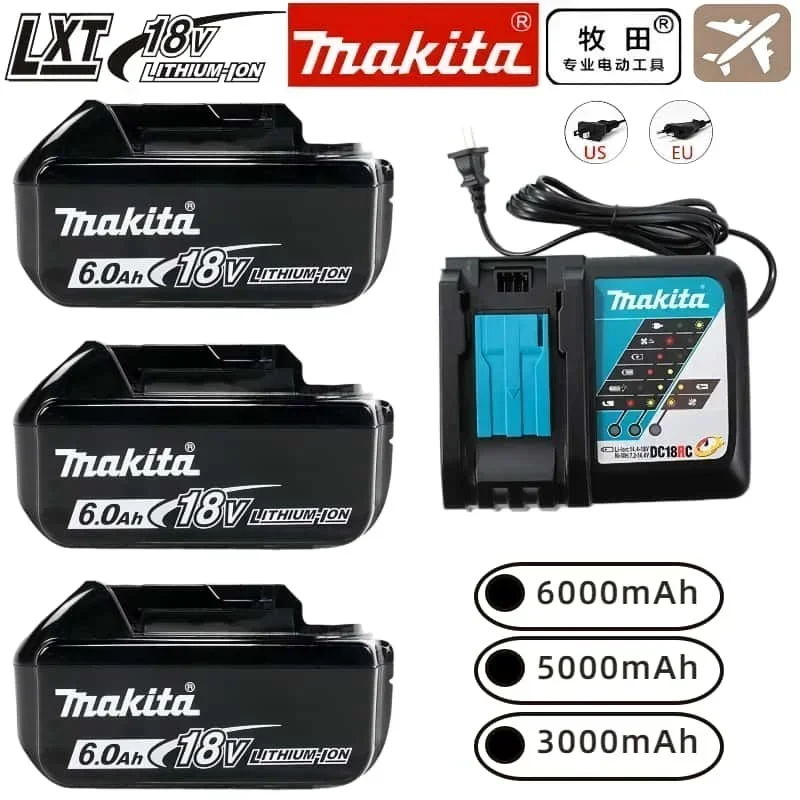 

High-Capacity batería recargable 18650 6Ah/5Ah/3Ah for Makita 18V Battery BL1830B BL1850B BL1850 BL1840 BL1860 BL1815 Batteries