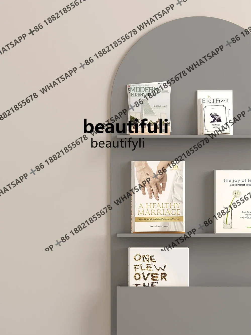 X Modern Minimalist Light Luxury Bookshelf Floor Storage Magazine Organizer Solid Wood Display Rack