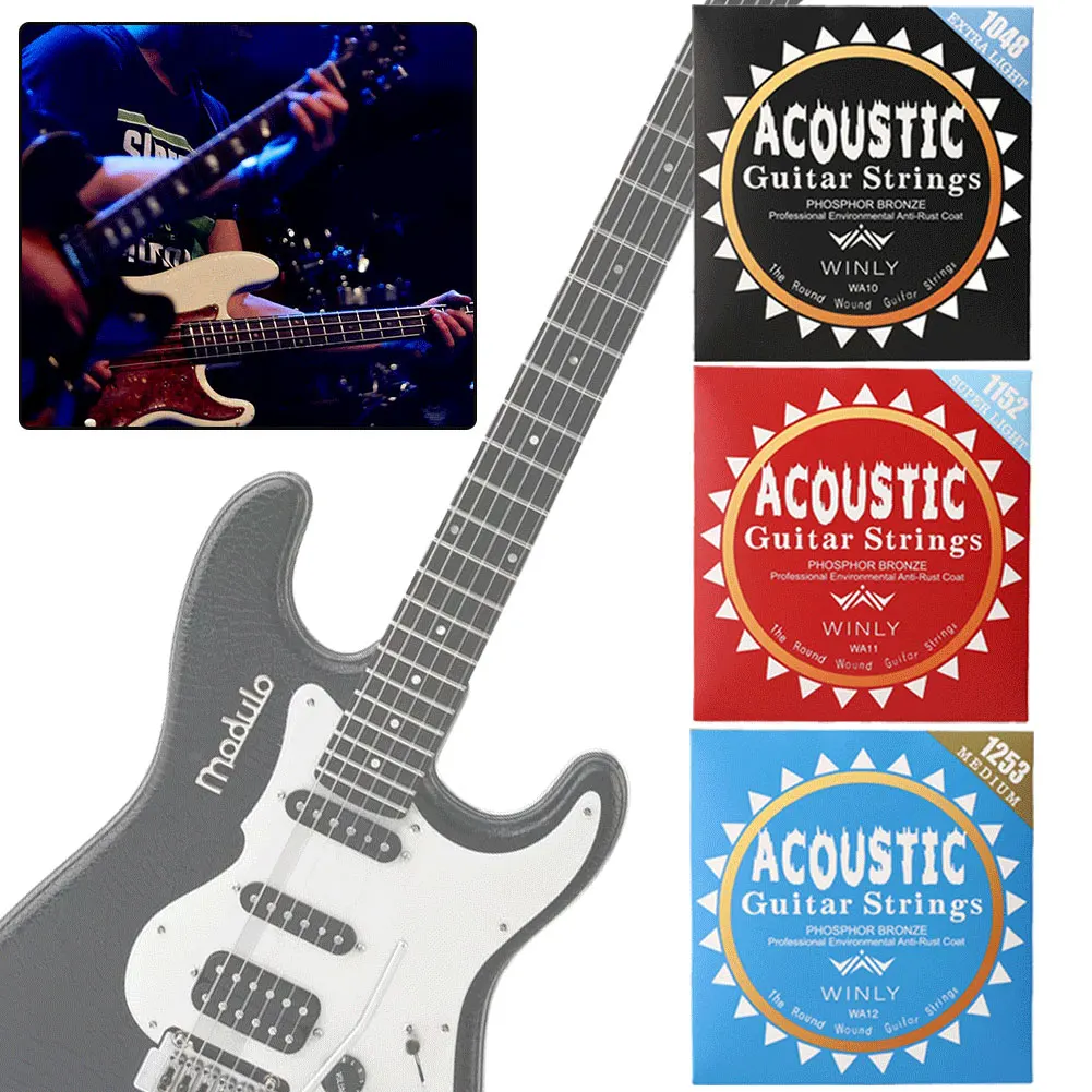 Acoustic Guitar Strings Steel Core Light Acoustic Strings Phosphor Bronze Coating Guitar Strings for Guitar Professionals